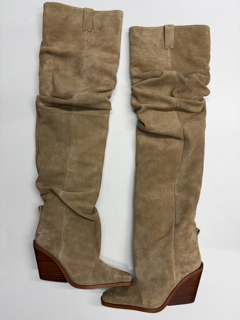NEW Michael Kors 9 Noemie OTK suede Leather Boot Husk tan over the knee slouchy